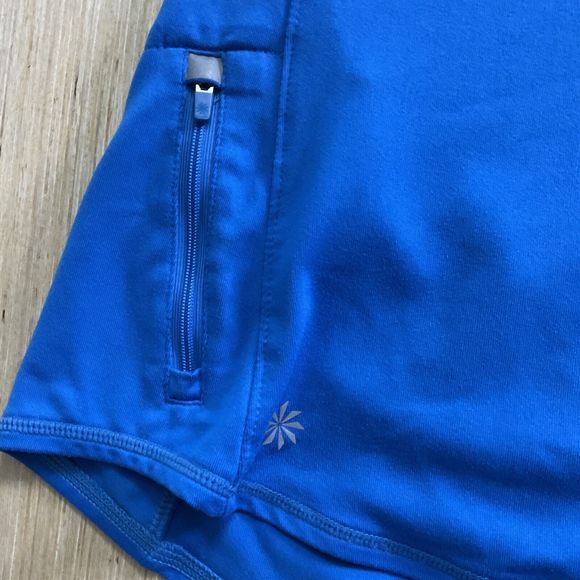 Athleta Half Zip Reflective Running Wild Reflective Top Blue 243315 Size XL - Picture 6 of 9